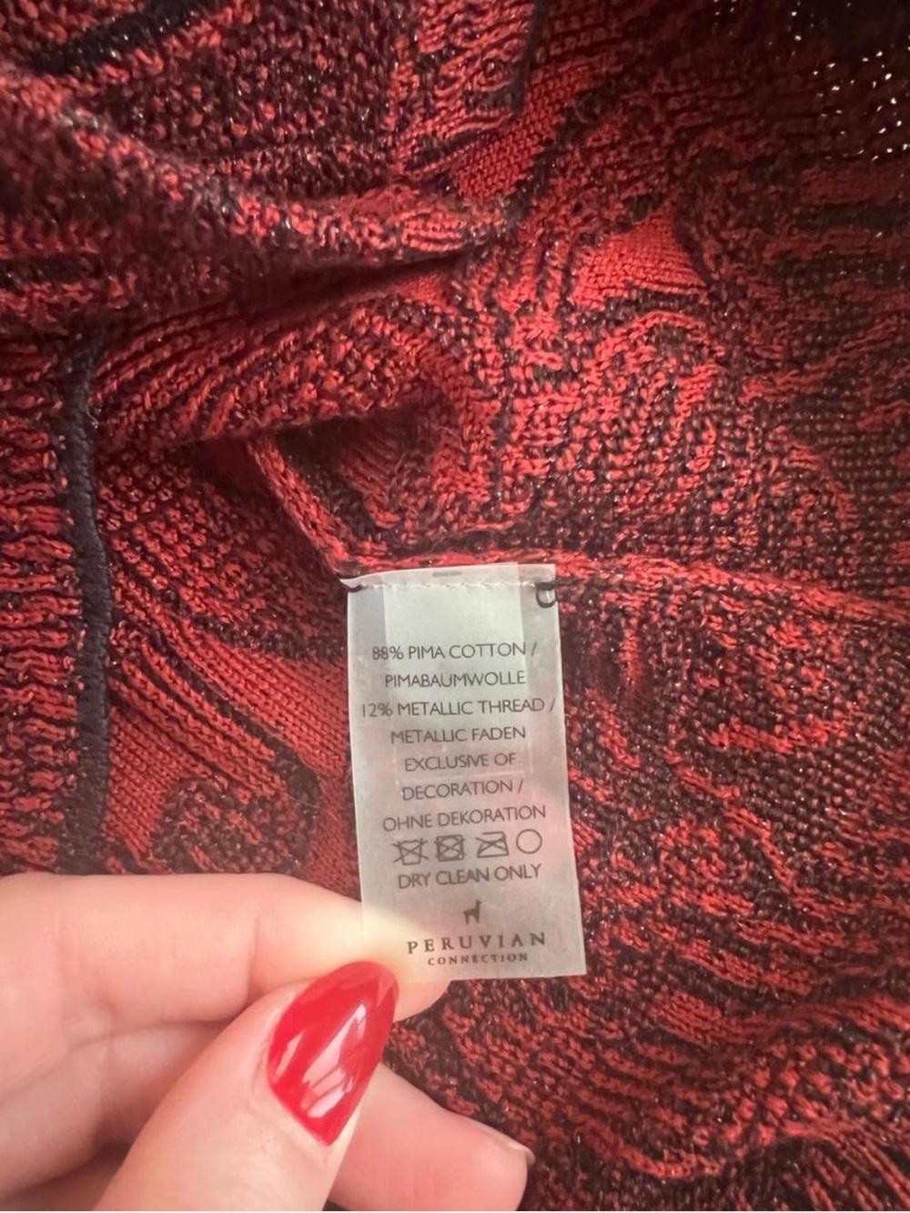 Peruvian Connection Red Patterned Button-Front Blazer - Picture 7 of 7